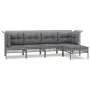 Set de muebles de jardín 5 pzas y cojines ratán sintético gris de vidaXL, Conjuntos de jardín - Ref: Foro24-3187503, Precio: ...