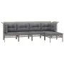 Set de muebles de jardín 5 pzas y cojines ratán sintético gris de vidaXL, Conjuntos de jardín - Ref: Foro24-3187503, Precio: ...