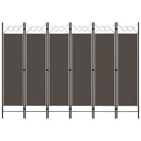Biombo divisor de 6 paneles gris antracita 240x180 cm