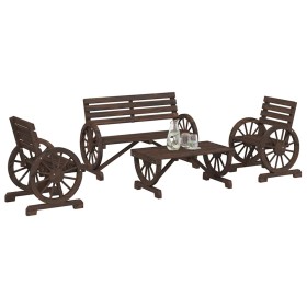 Juego de muebles de jardín 4 piezas madera maciza de abeto