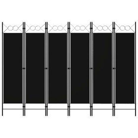 Biombo divisor de 6 paneles negro 240x180 cm