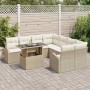 Conjunto de sofá de jardín con cojín 9 pcs Beige Poliratán