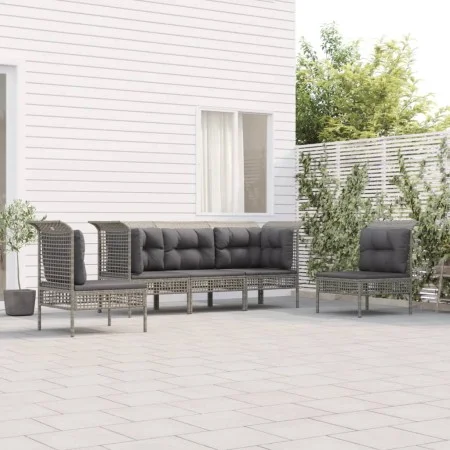 5-teiliges Gartenmöbel-Set und graue synthetische Rattankissen von vidaXL, Gartensets - Ref: Foro24-3187486, Preis: 296,05 €,...