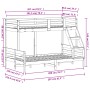 Litera de madera maciza de pino marrón cera 80x200/120x200 cm
