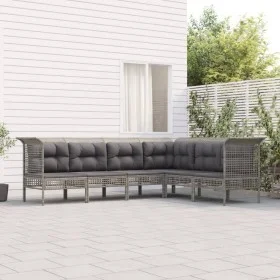6-piece garden furniture set and gray synthetic rattan cushions by vidaXL, Garden sets - Ref: Foro24-3187515, Price: 394,73 €...