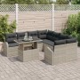 Conjunto de sofá de jardín con cojín 9 pcs Gris claro Poliratán