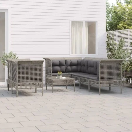 8-teiliges Gartenmöbel-Set und graue synthetische Rattankissen von vidaXL, Gartensets - Ref: Foro24-3187542, Preis: 473,69 €,...