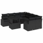 Conjunto de sofá de jardín con cojín 9 pcs Negro Poliratán