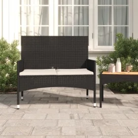 2-seater garden bench with black synthetic rattan cushions by vidaXL, garden benches - Ref: Foro24-319488, Price: 107,40 €, D...