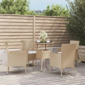 5 Stk. Gartentisch und Stühle und Kissen synthetisches Rattan beige von vidaXL, Gartensets - Ref: Foro24-3187421, Preis: 334,...