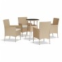 5 Stk. Gartentisch und Stühle und Kissen synthetisches Rattan beige von vidaXL, Gartensets - Ref: Foro24-3187421, Preis: 339,...