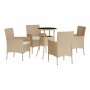 5 Stk. Gartentisch und Stühle und Kissen synthetisches Rattan beige von vidaXL, Gartensets - Ref: Foro24-3187421, Preis: 339,...