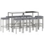 Garden table and high stools 11 pieces and gray PE rattan cushions by vidaXL, Garden sets - Ref: Foro24-3187640, Price: 432,6...