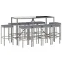 Gartentisch und Hochhocker 11-teilig und graue PE-Rattankissen von vidaXL, Gartensets - Ref: Foro24-3187640, Preis: 427,42 €,...