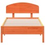 Cama sin colchón madera maciza de pino marrón cera 100x200 cm