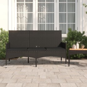 3-Sitzer-Gartenbank mit schwarzen synthetischen Rattankissen von vidaXL, Gartenbänke - Ref: Foro24-319494, Preis: 115,03 €, R...