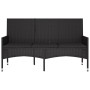 3-Sitzer-Gartenbank mit schwarzen synthetischen Rattankissen von vidaXL, Gartenbänke - Ref: Foro24-319494, Preis: 115,03 €, R...