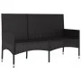 Banco de jardín de 3 plazas con cojines ratán sintético negro de vidaXL, Bancos de jardín - Ref: Foro24-319494, Precio: 113,2...