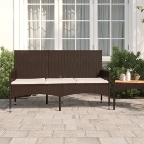 Banco de jardín de 3 plazas con cojines ratán sintético marrón de vidaXL, Bancos de jardín - Ref: Foro24-319491, Precio: 95,8...