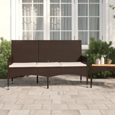 3-seater garden bench with brown synthetic rattan cushions by vidaXL, garden benches - Ref: Foro24-319491, Price: 92,14 €, Di...