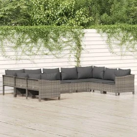 Garden furniture set 9 pieces and gray synthetic rattan cushions by vidaXL, Garden sets - Ref: Foro24-3187304, Price: 628,12 ...