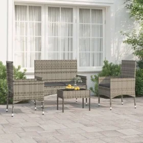 4-piece garden furniture set and gray synthetic rattan cushions by vidaXL, Garden sets - Ref: Foro24-319497, Price: 175,14 €,...