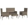 4-teiliges Gartenmöbel-Set und graue synthetische Rattankissen von vidaXL, Gartensets - Ref: Foro24-319497, Preis: 175,14 €, ...