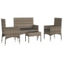 4-teiliges Gartenmöbel-Set und graue synthetische Rattankissen von vidaXL, Gartensets - Ref: Foro24-319497, Preis: 176,72 €, ...