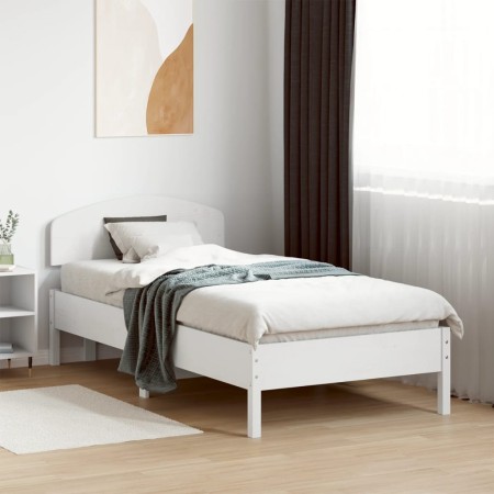 Estructura de cama sin colchón madera maciza blanca 90x190 cm