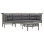 Set de muebles de jardín 5 pzas y cojines ratán sintético gris de vidaXL, Conjuntos de jardín - Ref: Foro24-3187477, Precio: ...