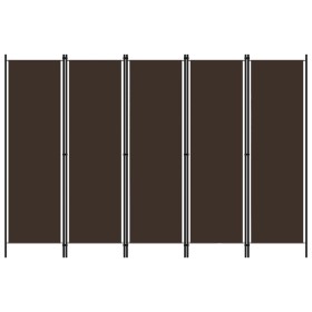 Biombo divisor de 5 paneles marrón 250x180 cm
