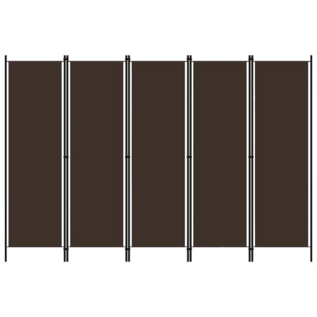 Biombo divisor de 5 paneles marrón 250x180 cm