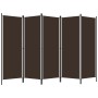 Biombo divisor de 5 paneles marrón 250x180 cm