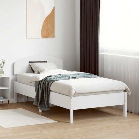 Estructura de cama sin colchón madera maciza blanca 75x190 cm Estructura de cama sin colchón madera maciza blanca 75x190 cm