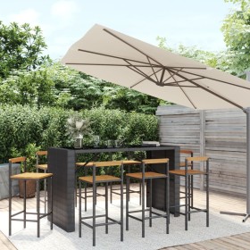 Stehtisch und Gartenhocker 9 Stk. Akazienholz Rattan PE schwarz von vidaXL, Gartensets - Ref: Foro24-3187704, Preis: 580,55 €...
