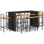 Bar table and garden stools set 9 pieces made of acacia wood and black PE rattan by vidaXL, Garden sets - Ref: Foro24-3187704...