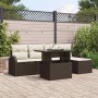 Conjunto de sofá de jardín con cojín 6 pcs Marrón Poliratán