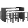 Garden table and high stools 9 pieces and black PE rattan cushions by vidaXL, Garden sets - Ref: Foro24-3187623, Price: 493,9...
