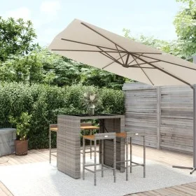 Bar table and garden stools 5 pieces acacia wood PE rattan gray by vidaXL, Garden sets - Ref: Foro24-3187685, Price: 327,24 €...