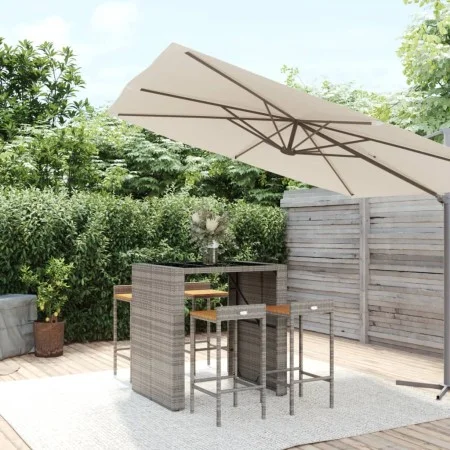 Bar table and garden stools 5 pieces acacia wood PE rattan gray by vidaXL, Garden sets - Ref: Foro24-3187685, Price: 327,24 €...