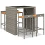 Bar table and garden stools 5 pieces acacia wood PE rattan gray by vidaXL, Garden sets - Ref: Foro24-3187685, Price: 327,24 €...