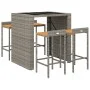 Bar table and garden stools 5 pieces acacia wood PE rattan gray by vidaXL, Garden sets - Ref: Foro24-3187685, Price: 327,24 €...