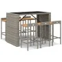 Bar table and garden stools 7 pieces acacia wood PE rattan gray by vidaXL, Garden sets - Ref: Foro24-3187687, Price: 456,27 €...