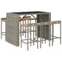 Bartisch und Gartenhocker 7 Stück Akazienholz PE Rattan grau von vidaXL, Gartensets - Ref: Foro24-3187687, Preis: 456,27 €, R...