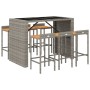 Bartisch und Gartenhocker 7 Stück Akazienholz PE Rattan grau von vidaXL, Gartensets - Ref: Foro24-3187687, Preis: 463,22 €, R...