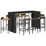 Bar table and garden stools set 9 pieces made of acacia wood and black PE rattan by vidaXL, Garden sets - Ref: Foro24-3187688...
