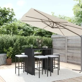 Garden table and high stools and cushions 7 pieces black PE rattan by vidaXL, Garden sets - Ref: Foro24-3187621, Price: 415,2...