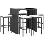 Garden table and high stools and cushions 7 pieces black PE rattan by vidaXL, Garden sets - Ref: Foro24-3187621, Price: 401,0...
