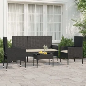 Gartenset mit Kissen 4-teilig synthetisches Rattan schwarz von vidaXL, Gartensets - Ref: Foro24-319500, Preis: 183,10 €, Raba...