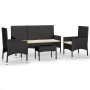 Garden set with 4-piece black synthetic rattan cushions by vidaXL, Garden sets - Ref: Foro24-319500, Price: 184,90 €, Discoun...